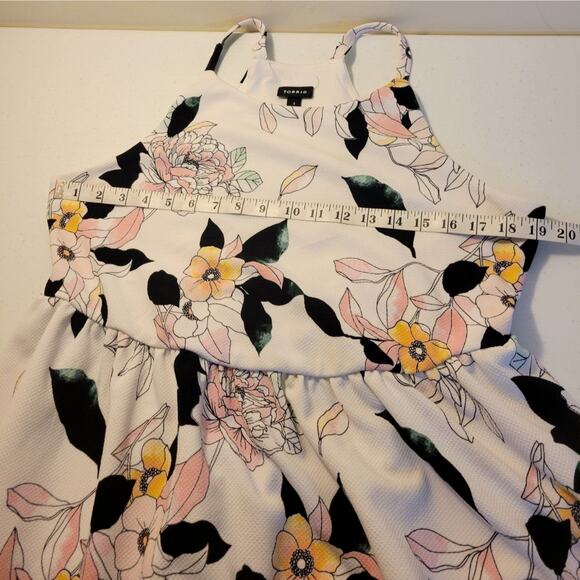 Torrid White Floral Textured Lined Knit High Neck Skater Dress Women's Size 1X - Picture 5 of 12